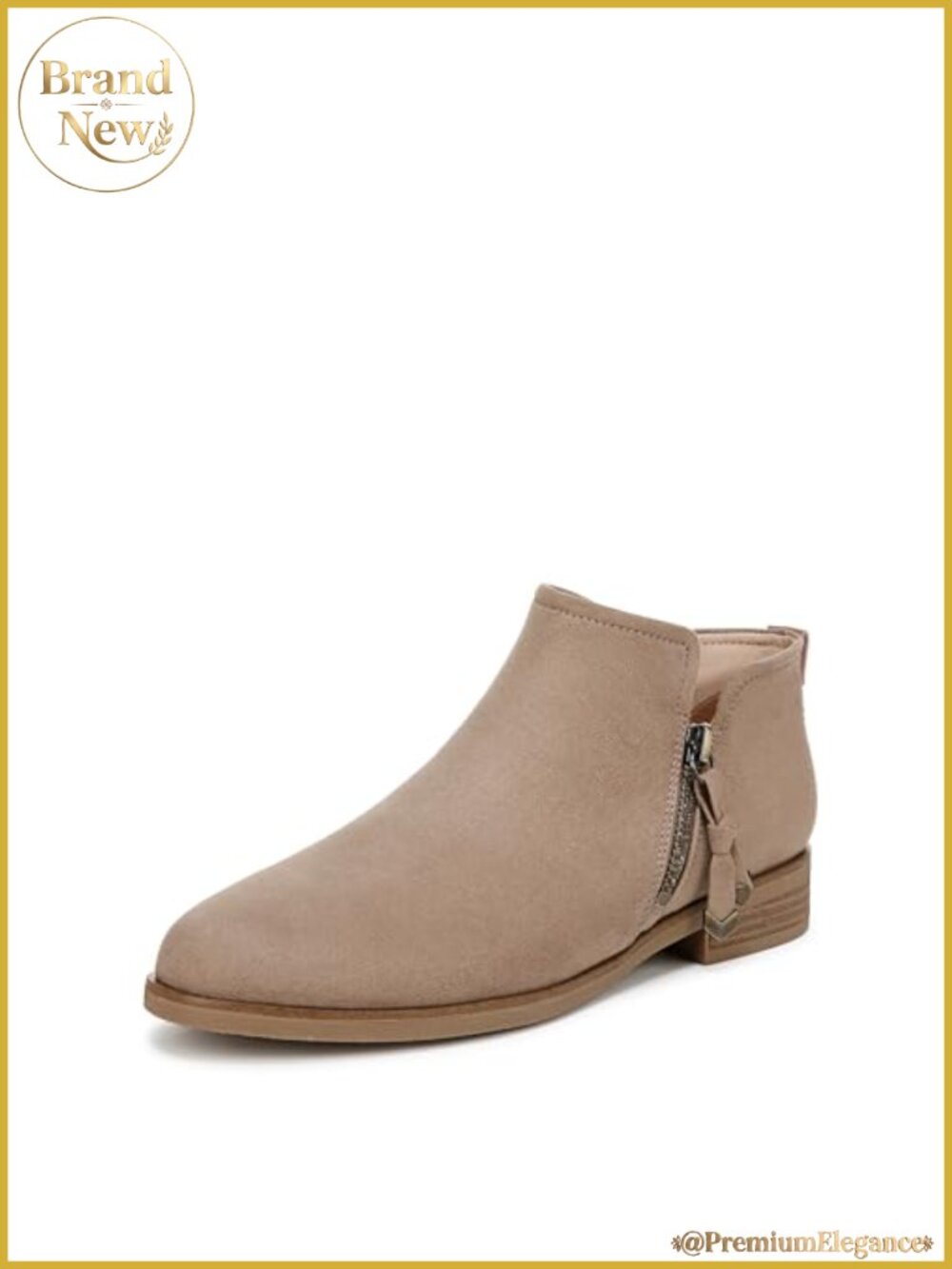 Womens Faux Suede Ankle Booties with Block Heel and Side Zipper